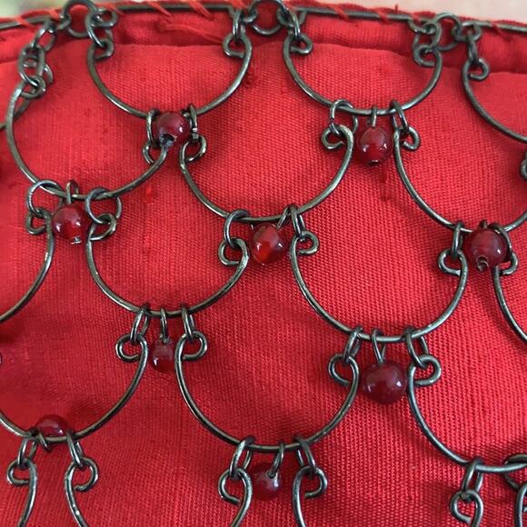 Eye Ful Bag Handbag Purse Red Metal Beaded Holiday Party Dressy Handbag NEW - Picture 5 of 16